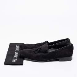 Pre Owned Salvatore Ferragamo Black Suede Loreno Tassel Slip On Loafers Size 42.5