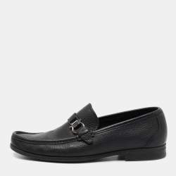 مملوكة مسبقًا Salvatore Ferragamo Black Leather Adam Loafers Size 42.5