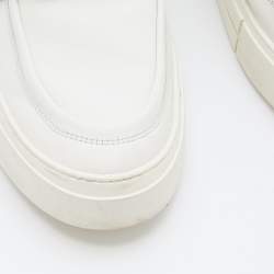 Pre Owned Salvatore Ferragamo White Leather Gancini Slip On Sneakers Size 44.5