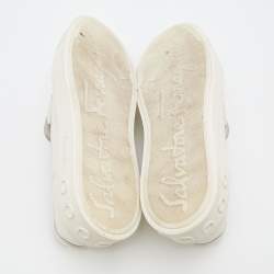 Pre Owned Salvatore Ferragamo White Leather Gancini Slip On Sneakers Size 44.5