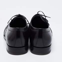 Pre Owned Salvatore Ferragamo Black Leather Lace Up Derby Size 42