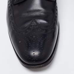 Pre Owned Salvatore Ferragamo Black Leather Lace Up Derby Size 42