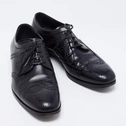 Pre Owned Salvatore Ferragamo Black Leather Lace Up Derby Size 42