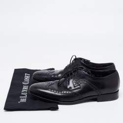 Pre Owned Salvatore Ferragamo Black Leather Lace Up Derby Size 42