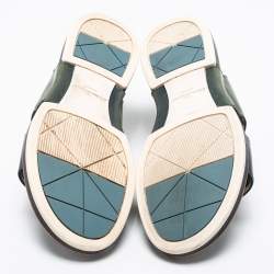 Salvatore Ferragamo Blue/Green Leather Strap Sandals Size 43