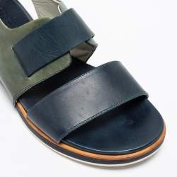 Salvatore Ferragamo Blue/Green Leather Strap Sandals Size 43