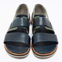 Salvatore Ferragamo Blue/Green Leather Strap Sandals Size 43