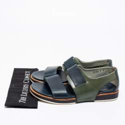 Salvatore Ferragamo Blue/Green Leather Strap Sandals Size 43