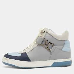 Salvatore Ferragamo Multicolor Leather Nayon High Top Sneakers Size 44