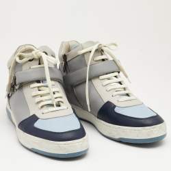 Salvatore Ferragamo Multicolor Leather Nayon High Top Sneakers Size 44