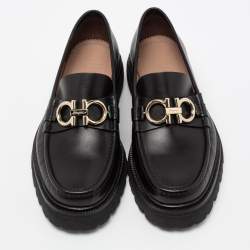 مملوكة مسبقًا Salvatore Ferragamo Black Leather Gancini Bit Loafers Size 41