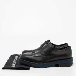 Pre Owned Salvatore Ferragamo Black Leather Oxford Slip-On Sneakers Size 41