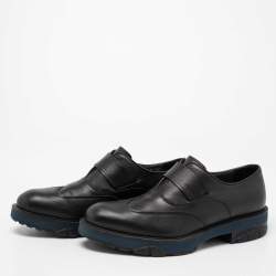 Pre Owned Salvatore Ferragamo Black Leather Oxford Slip-On Sneakers Size 41