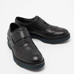 Pre Owned Salvatore Ferragamo Black Leather Oxford Slip-On Sneakers Size 41