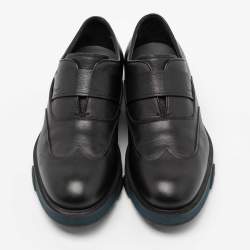 Pre Owned Salvatore Ferragamo Black Leather Oxford Slip-On Sneakers Size 41