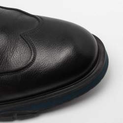 Pre Owned Salvatore Ferragamo Black Leather Oxford Slip-On Sneakers Size 41