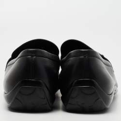 Pre Owned Salvatore Ferragamo Black Leather Gancini Slip On Loafers Size 44.5