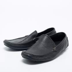 Pre Owned Salvatore Ferragamo Black Leather  Slip On Loafers Size 42 