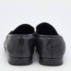 Pre Owned Salvatore Ferragamo Black Leather Mason Gancio Bit Slip On Loafers Size 41