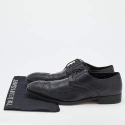 Pre Owned Salvatore Ferragamo Black Leather Lace Up Brogue Derby Size 45