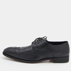 Pre Owned Salvatore Ferragamo Black Leather Lace Up Brogue Derby Size 45