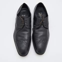 Pre Owned Salvatore Ferragamo Black Leather Lace Up Brogue Derby Size 45