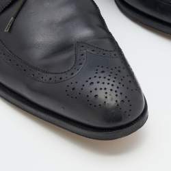 Pre Owned Salvatore Ferragamo Black Leather Lace Up Brogue Derby Size 45