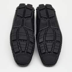 Pre Owned Salvatore Ferragamo Black Woven Leather Parigi Gancio Bit Loafers Size 41.5