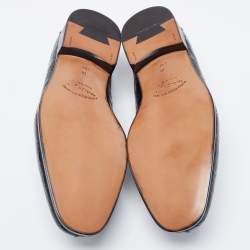 Pre Owned Salvatore Ferragamo Black Crocodile Leather Pablo Penny Loafers Size 44