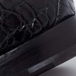 Pre Owned Salvatore Ferragamo Black Crocodile Leather Pablo Penny Loafers Size 44