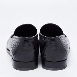 Pre Owned Salvatore Ferragamo Black Crocodile Leather Pablo Penny Loafers Size 44