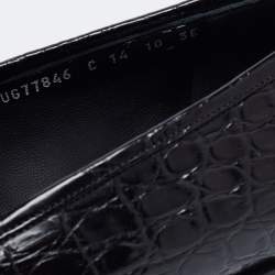 Pre Owned Salvatore Ferragamo Black Crocodile Leather Pablo Penny Loafers Size 44