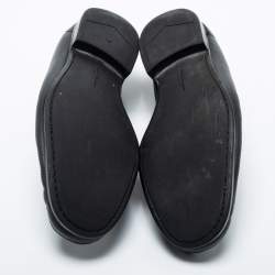 Pre Owned Salvatore Ferragamo Black Leather Gancini Loafers Size 43