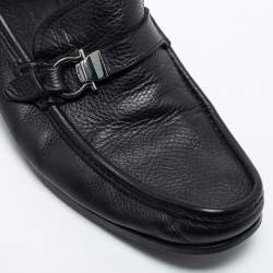 Pre Owned Salvatore Ferragamo Black Leather Gancini Loafers Size 43