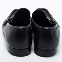 Pre Owned Salvatore Ferragamo Black Leather Gancini Loafers Size 43