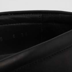 Pre Owned Salvatore Ferragamo Black Leather Logo Slip On Loafers Size 40