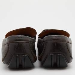 Pre Owned Salvatore Ferragamo Dark Brown Leather Sardgena Slip On Loafers Size 44