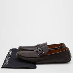 Pre Owned Salvatore Ferragamo Dark Brown Leather Sardgena Slip On Loafers Size 44