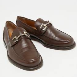 Pre Owned Salvatore Ferragamo Brown Leather Gancini Loafers Size 41