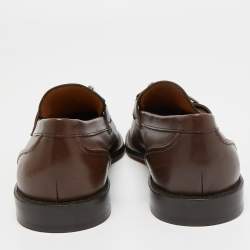 Pre Owned Salvatore Ferragamo Brown Leather Gancini Loafers Size 41