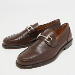 Pre Owned Salvatore Ferragamo Brown Leather Gancini Loafers Size 41