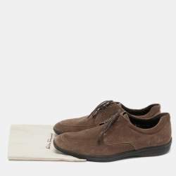 Salvatore Ferragamo Brown Suede Lace Up Sneakers Size 42
