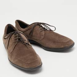 Salvatore Ferragamo Brown Suede Lace Up Sneakers Size 42