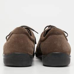 Salvatore Ferragamo Brown Suede Lace Up Sneakers Size 42