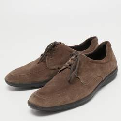 Salvatore Ferragamo Brown Suede Lace Up Sneakers Size 42