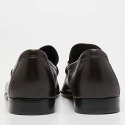 مملوكة مسبقًا Salvatore Ferragamo Brown Leather Gancini Loafers Size 41