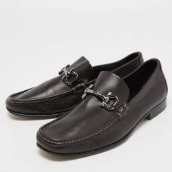 مملوكة مسبقًا Salvatore Ferragamo Brown Leather Gancini Loafers Size 41
