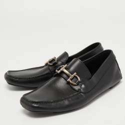 مملوكة مسبقًا Salvatore Ferragamo Black Leather Slip On Loafers Size 42