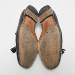Salvatore Ferragamo Black Leather Tassel Loafers Size 40.5 