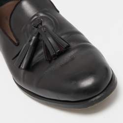 Salvatore Ferragamo Black Leather Tassel Loafers Size 40.5 